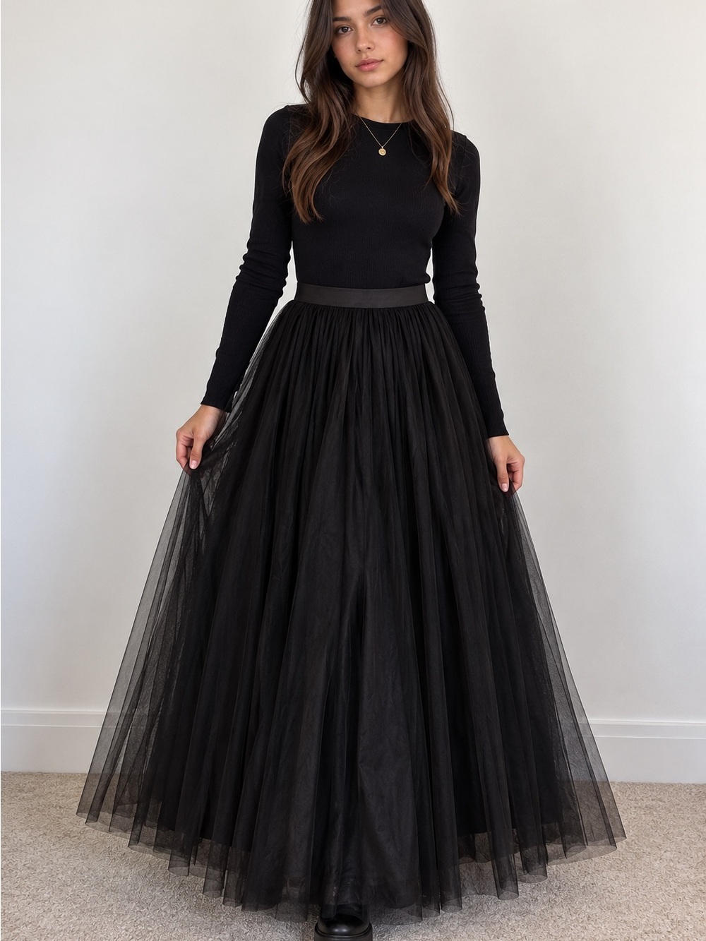 Elegant Black Tulle Maxi Skirt ~ no tag but similar to size medium